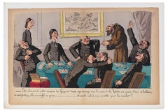 A Satirical Scene - Lithograph by E. Lavrate - 1860s