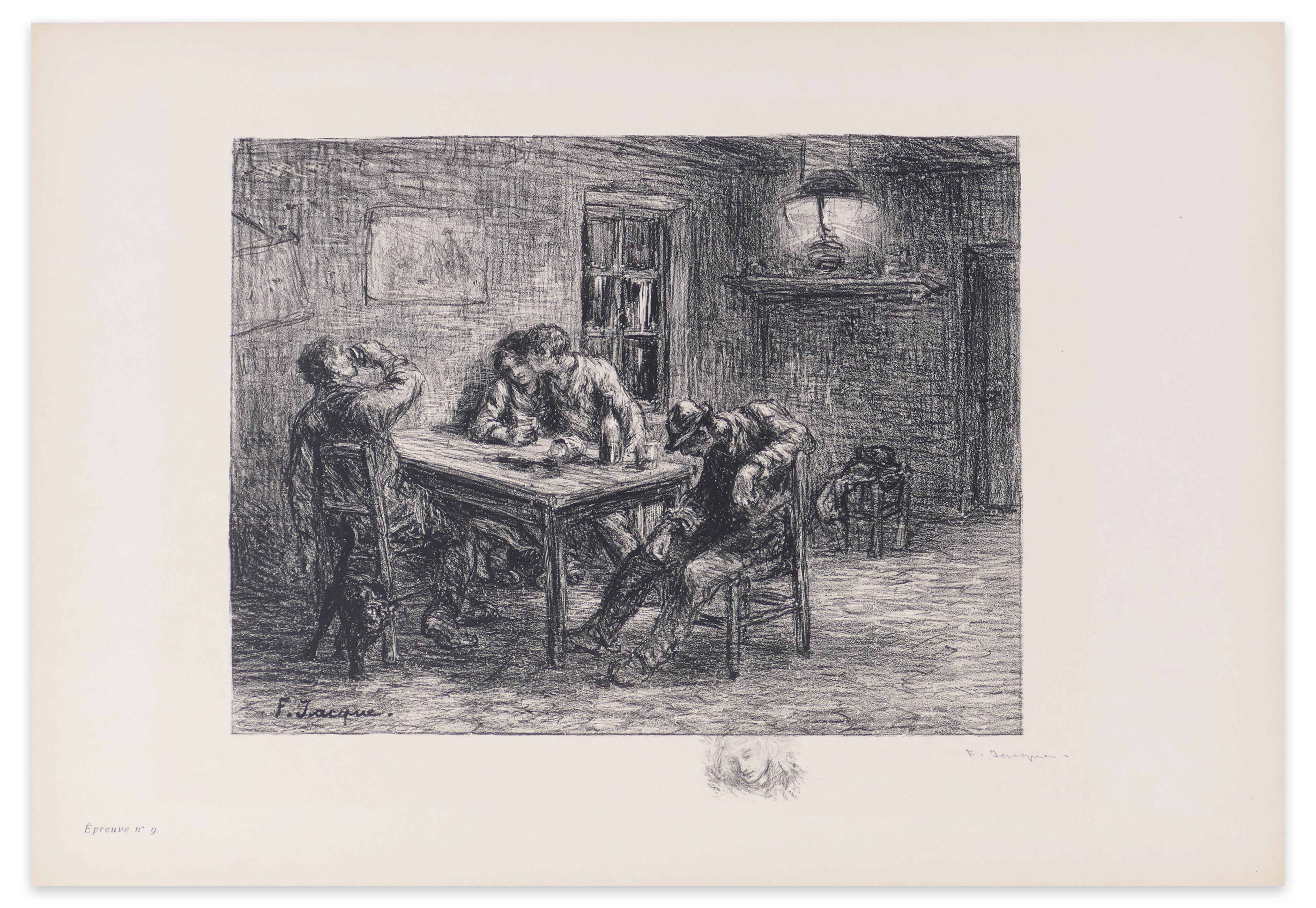 Idylle - Litografia originale di F. Jacques - 1892 - Print Moderno di Frédérique Jacque