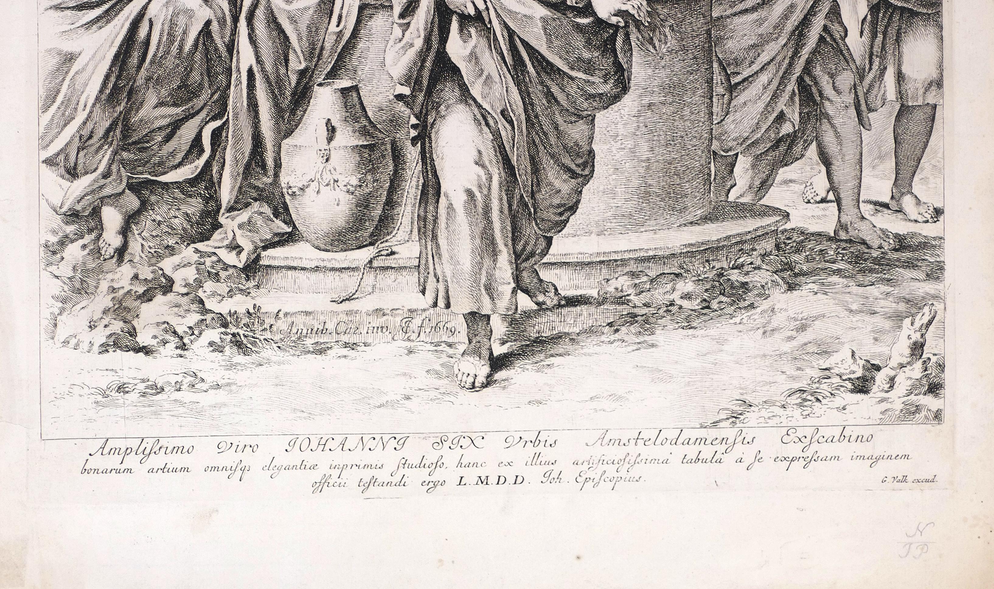 Christ and the Samaritan Woman - Etching After Annibale Carracci - 1669 - Print by Jan de Bisschop