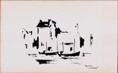 Bateaux - China Ink Drawing on Paper by M.Labonne - 1962