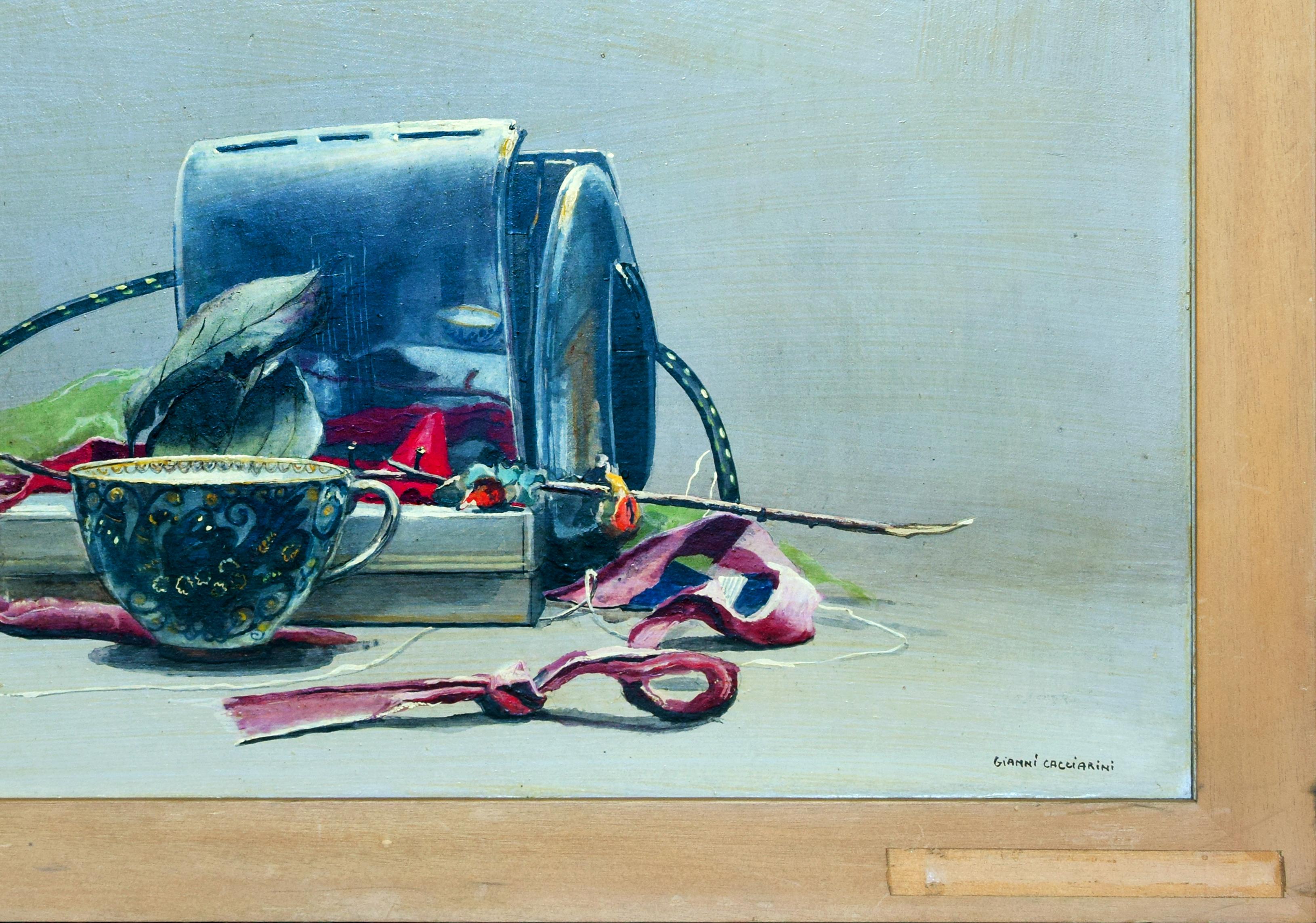 The Toaster  - Original Oil and Tempera on Wood - 1991 - Painting by Gianni Cacciarini