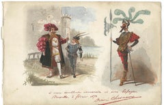 The Visitant - Ink and Watercolor by D. Chesneuve - 1872