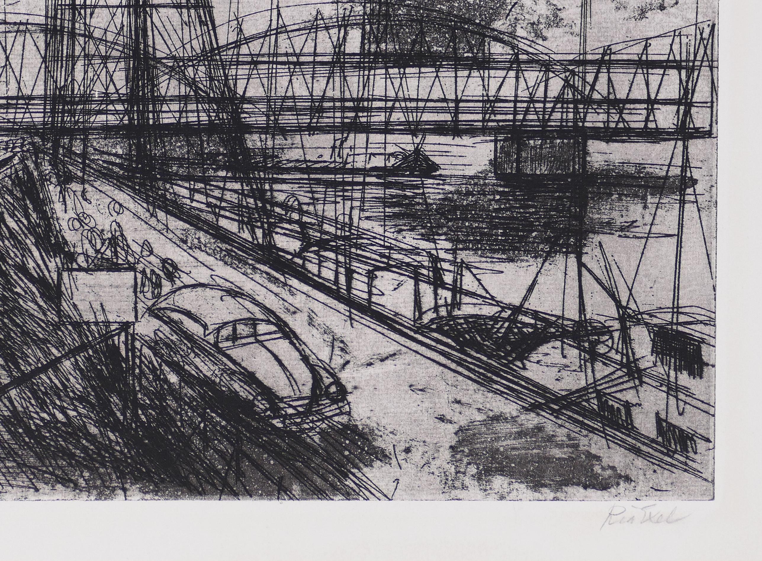 View of Rotterdam - Etching by R. Klaveren-Exel - 1970s - Print by Ria Klaveren-Exel