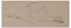 Praying Woman - Pencil Drawing by P.N. Brisset - Late 1800 