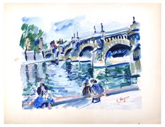 Paris Bridge - Acrylic Painting on Paper by G. Agar