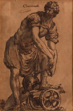 Cincinnato - Original Ink and Watercolor by Italian Master 18th Century 