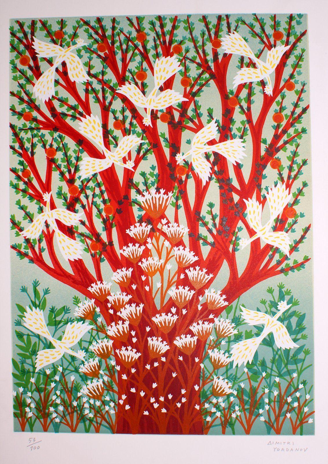 Dimitri Yordanov Figurative Print - Woodland - Original Screen Print by D. Yordanov - 1970 ca.
