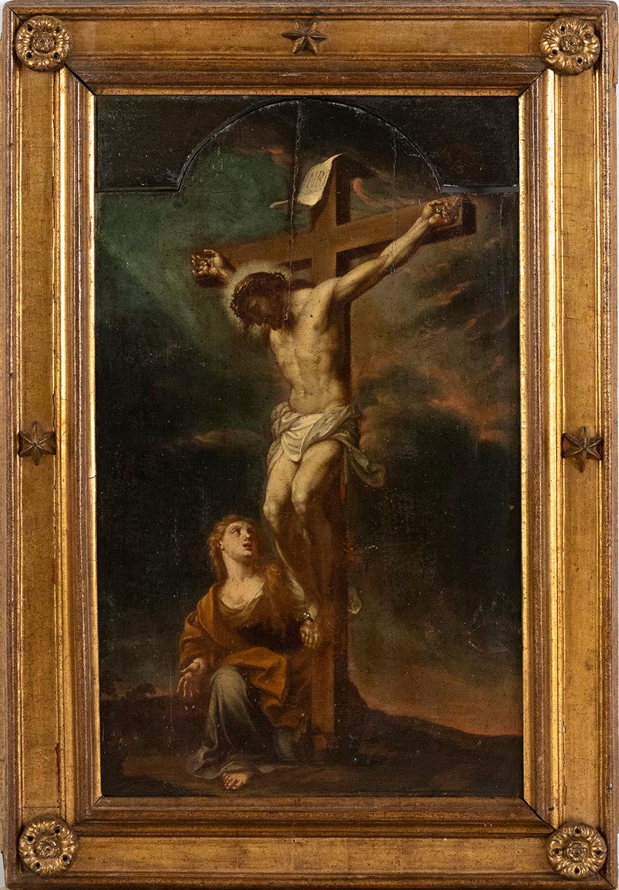 Crucifixion - Oil on Panel by F. Trevisani - Early 18th Century - Painting by Francesco Trevisani