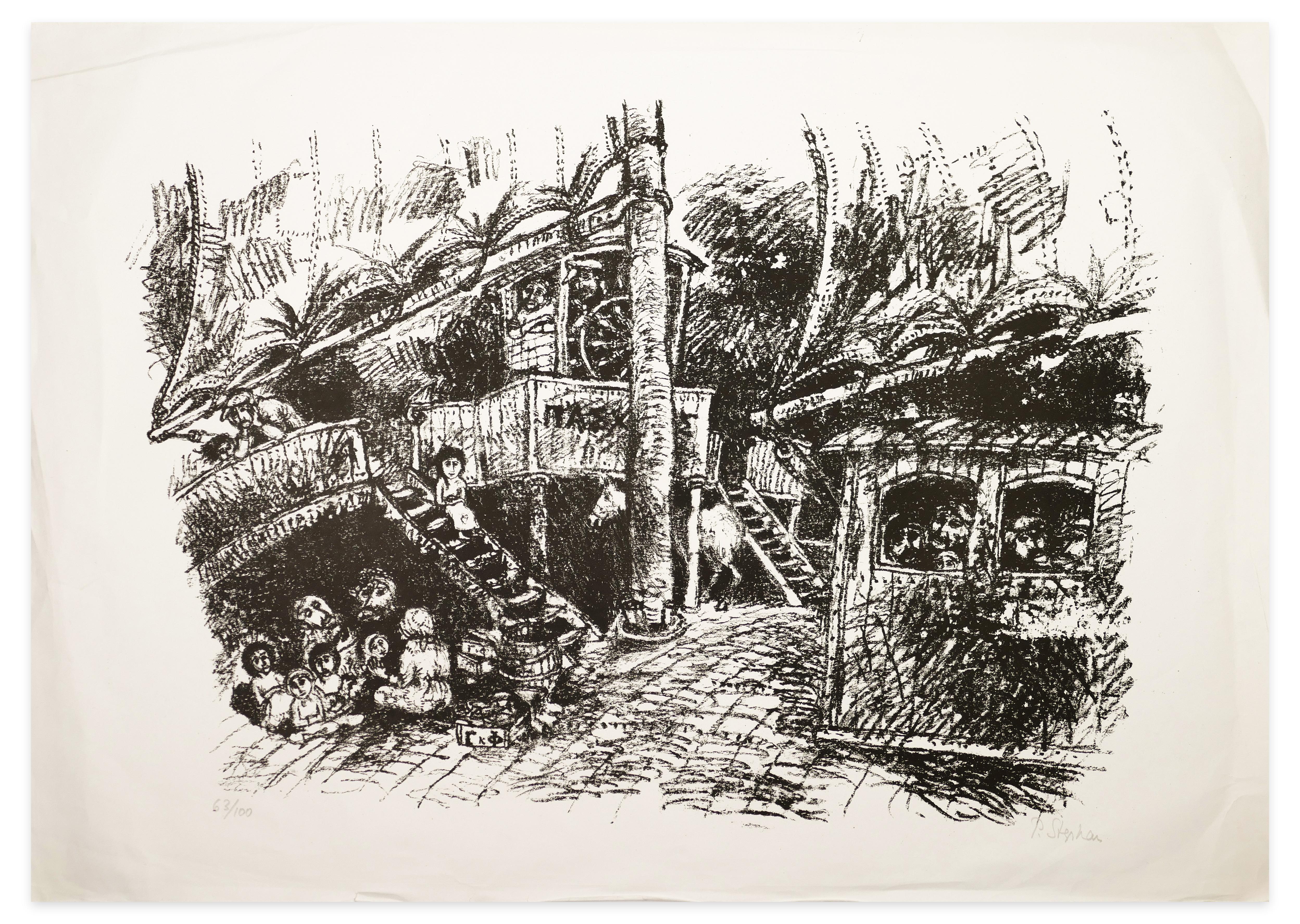 Peter Stephan Landscape Print - Illusionen - Black and White Lithograph by Peter Stephen - 1970s
