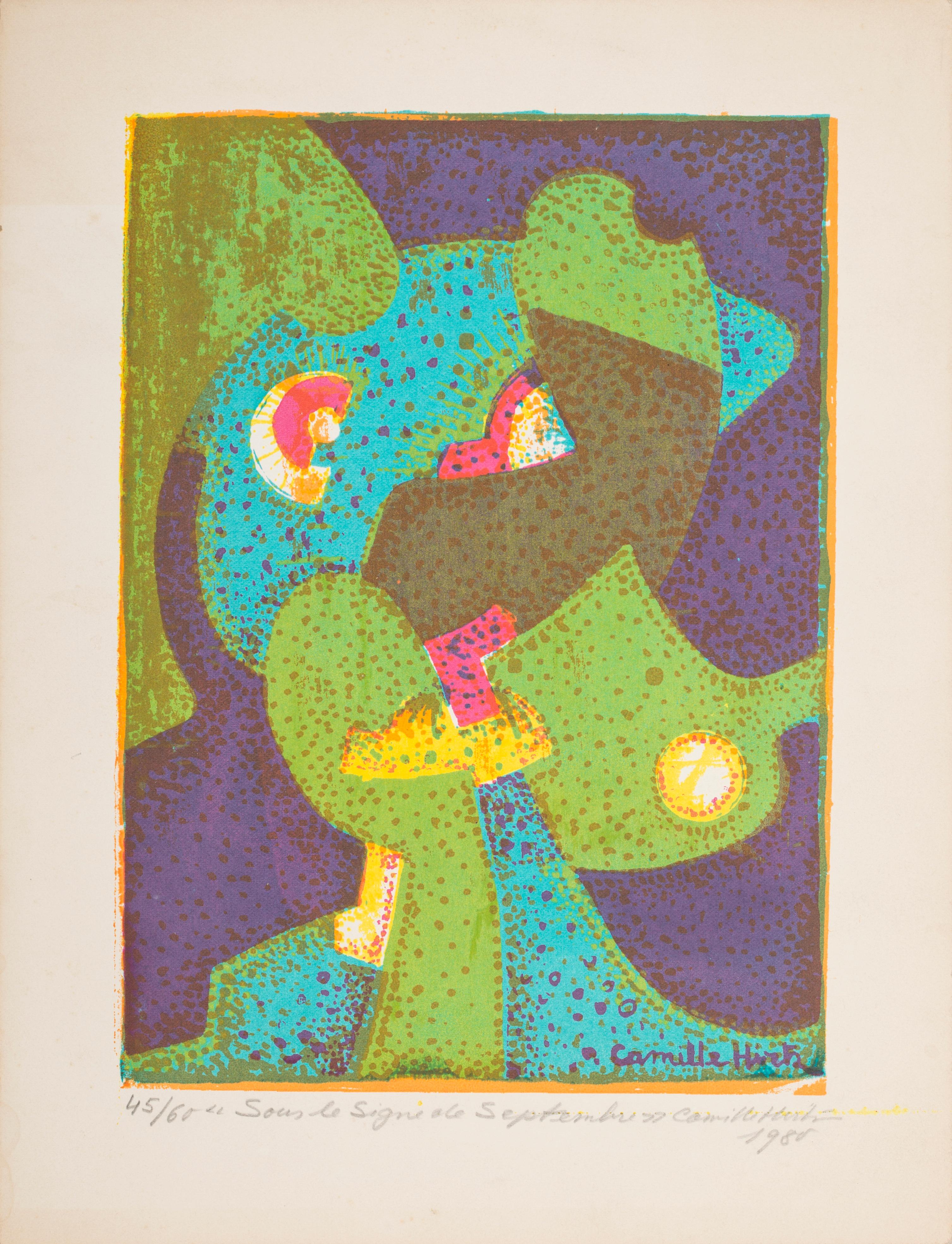 Camille Hirtz Abstract Print - Sous le Signe de Septembre - Original Screen Print by C. Hirtz - 1980