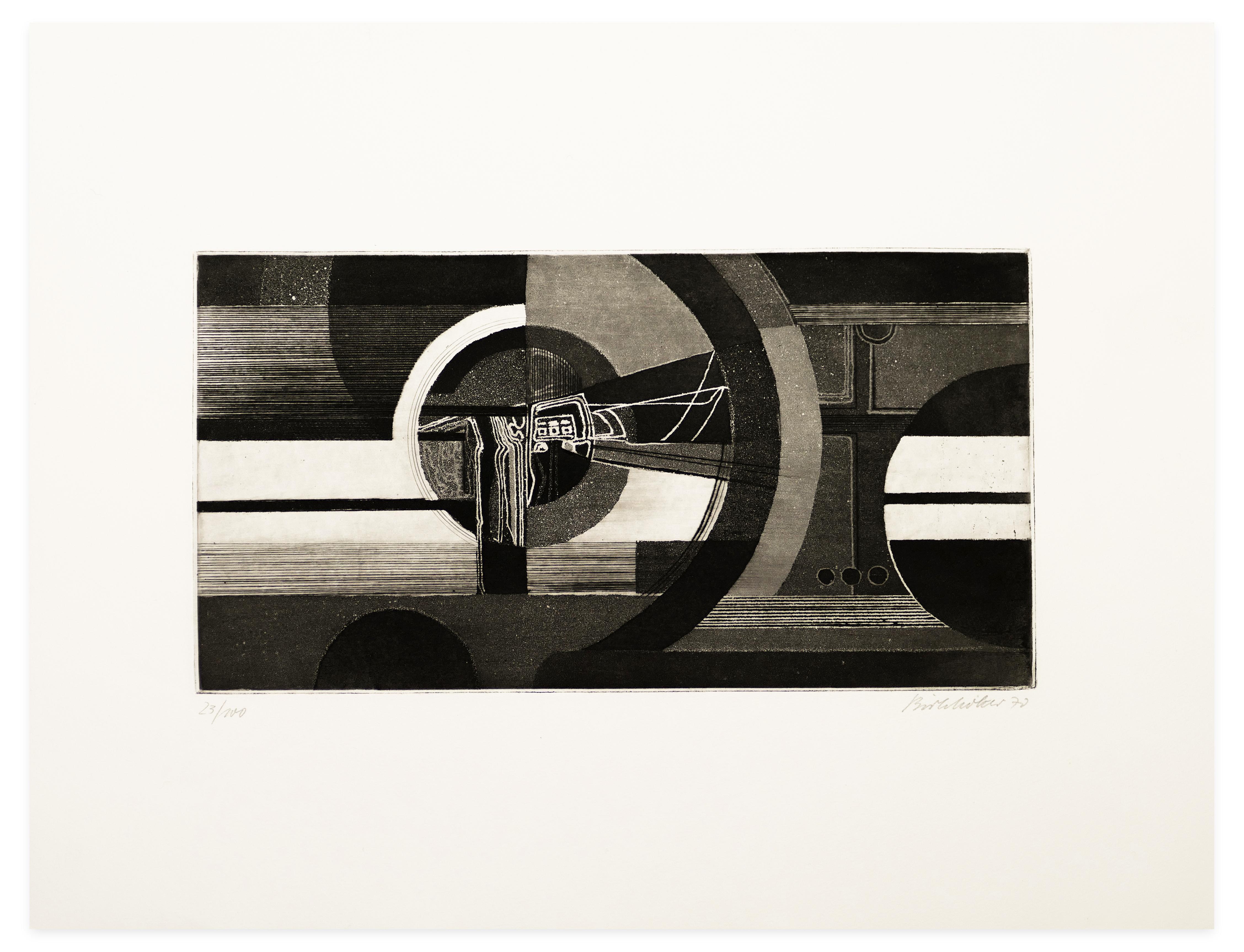 Johannes Birkholzer Abstract Print - Abstract Composition - Original Etching and Aquatint by J. Birkholzer - 1970