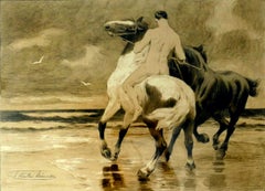 Le cavalier - Lithographie - Début du XXe siècle