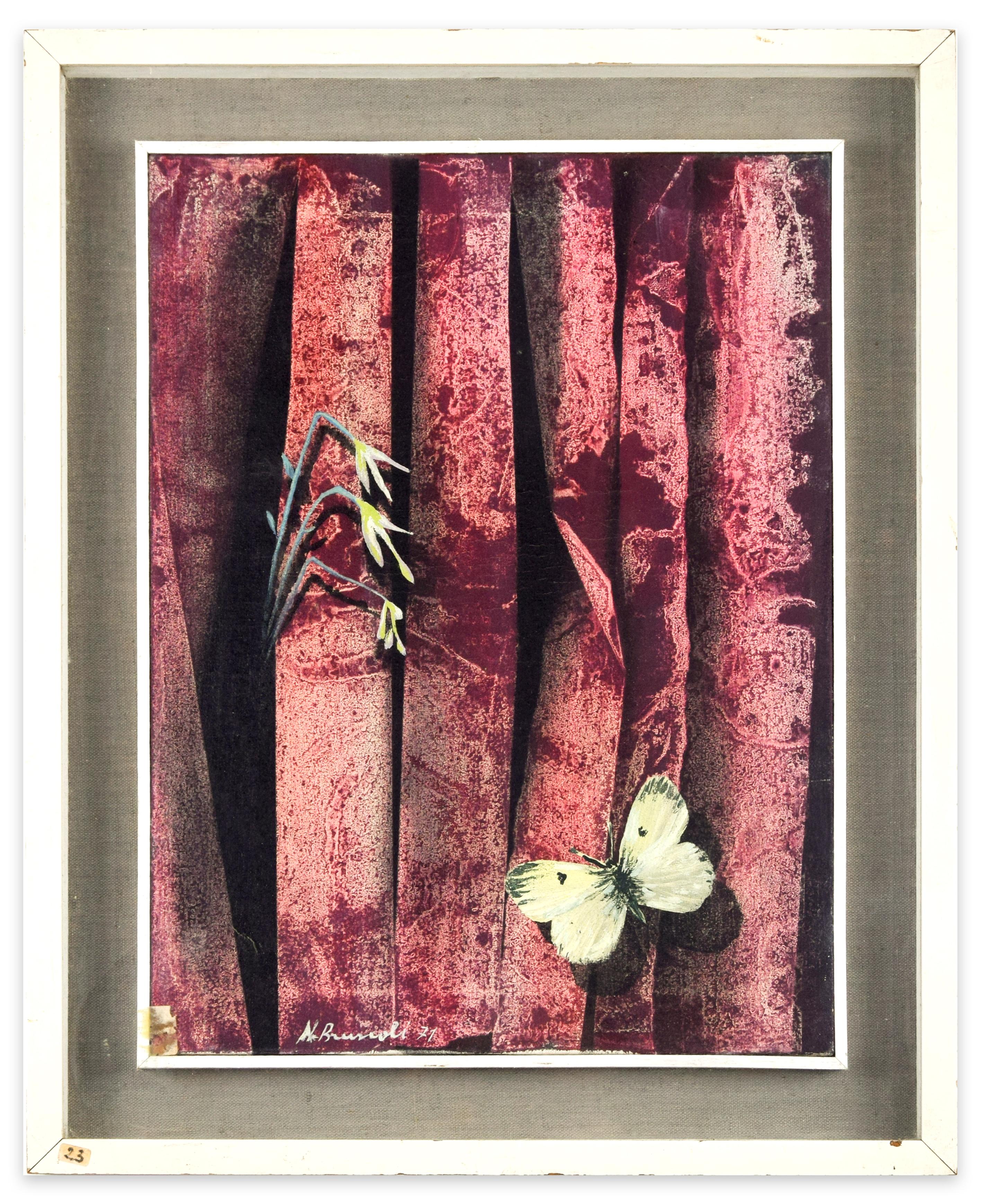 Pink Composition - Original Mixed Media 1971 - Mixed Media Art by Novello Bruscoli