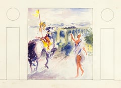 Knight and Girl - Original Watercolor by Vito Alghisi 