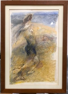 Luz de luna - Dibujo original al pastel de Ennio Calabria - Finales del siglo XX