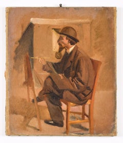 The Painter - Oil on Canvas attr. to V. Cabianca - Late 19th Century