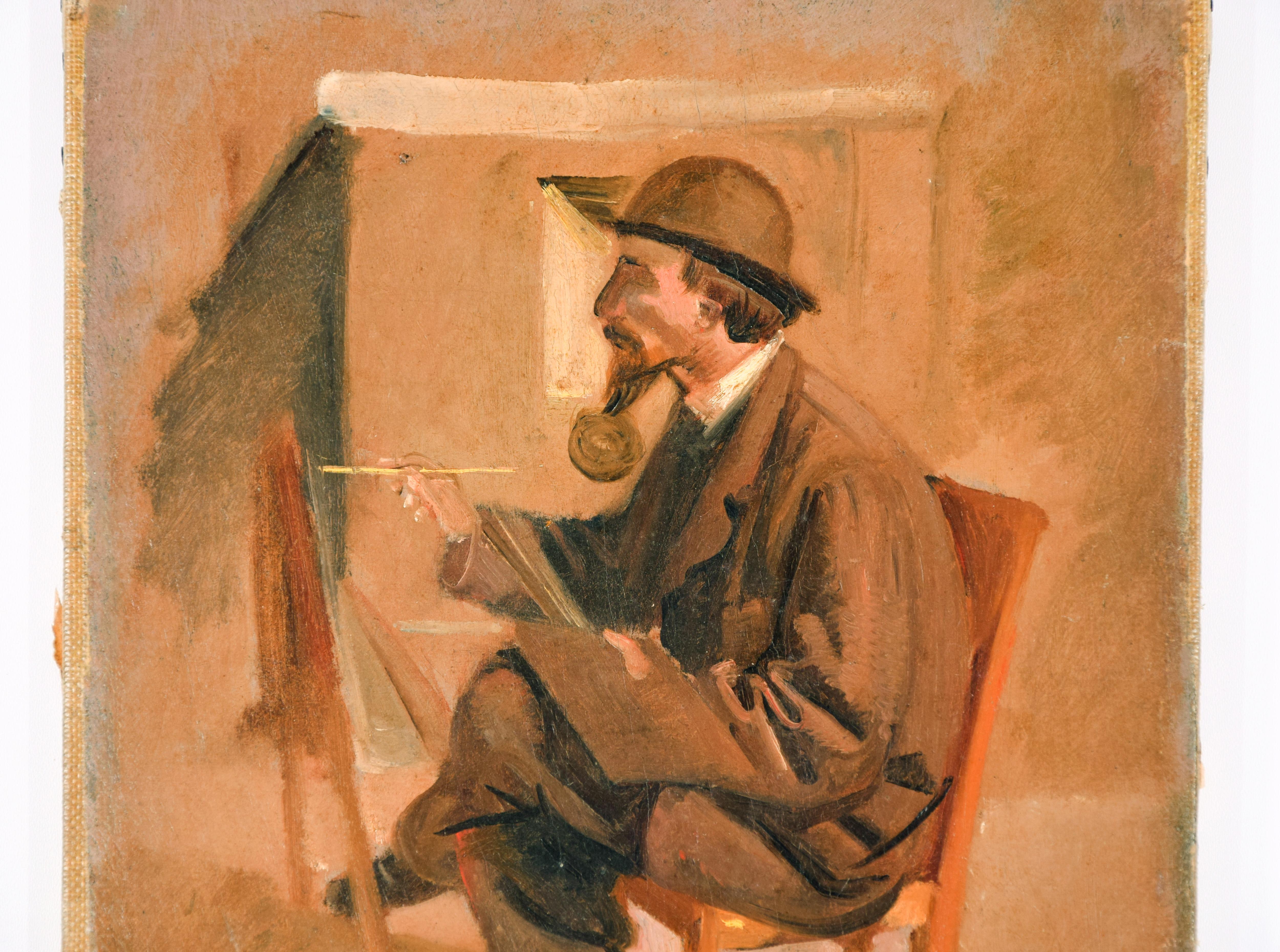 The Painter - Oil on Canvas attr. to V. Cabianca - Late 19th Century  - Painting by Vincenzo Cabianca (attr.)