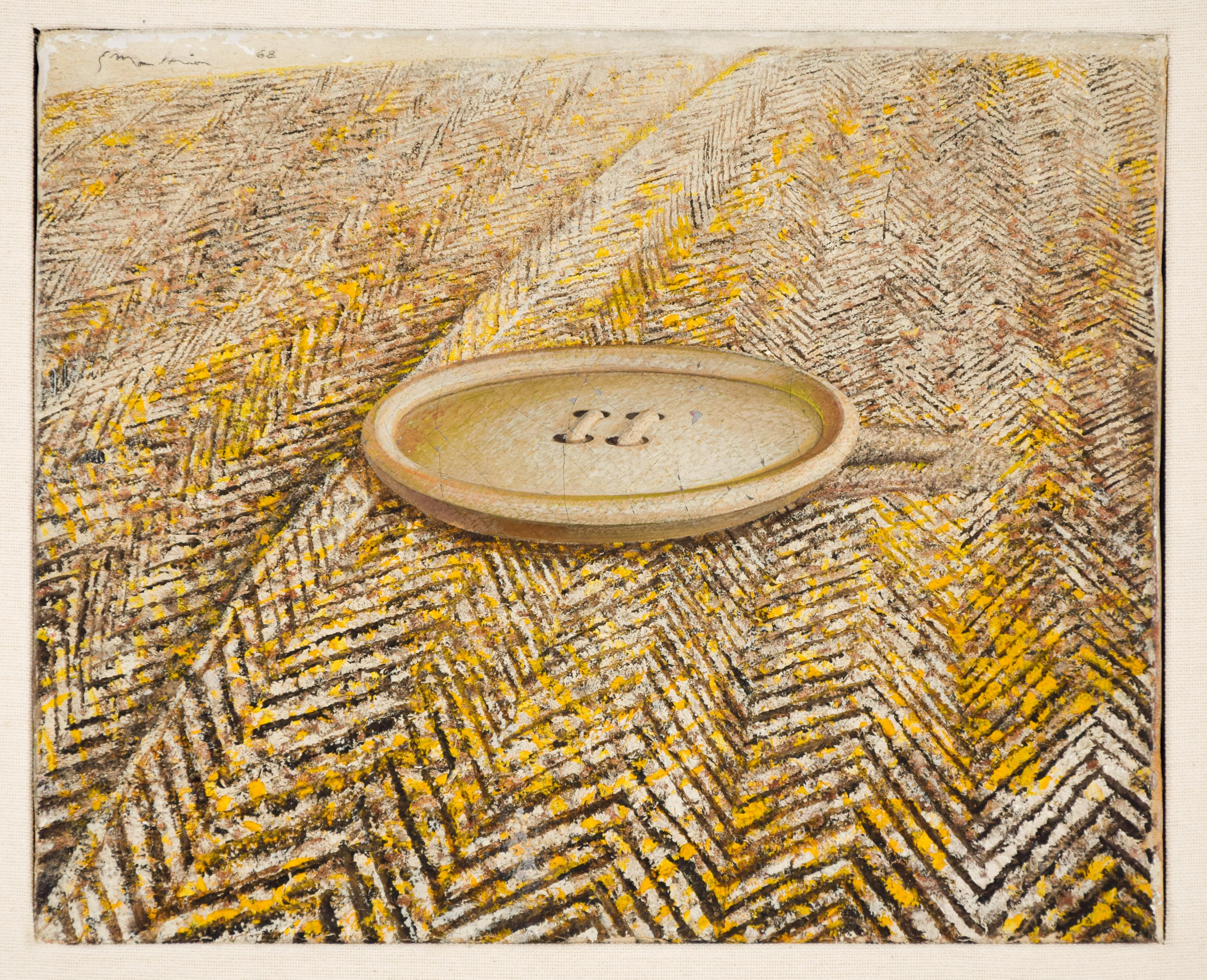Gianluigi Mattia Figurative Painting - Button On Coat - Original Oil on Canvas by G. Mattia - 1968