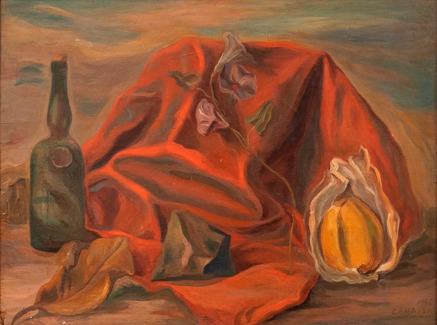 Giuseppe Canali  Figurative Painting - Still Life - Oil on Board by G. Canali - 1940
