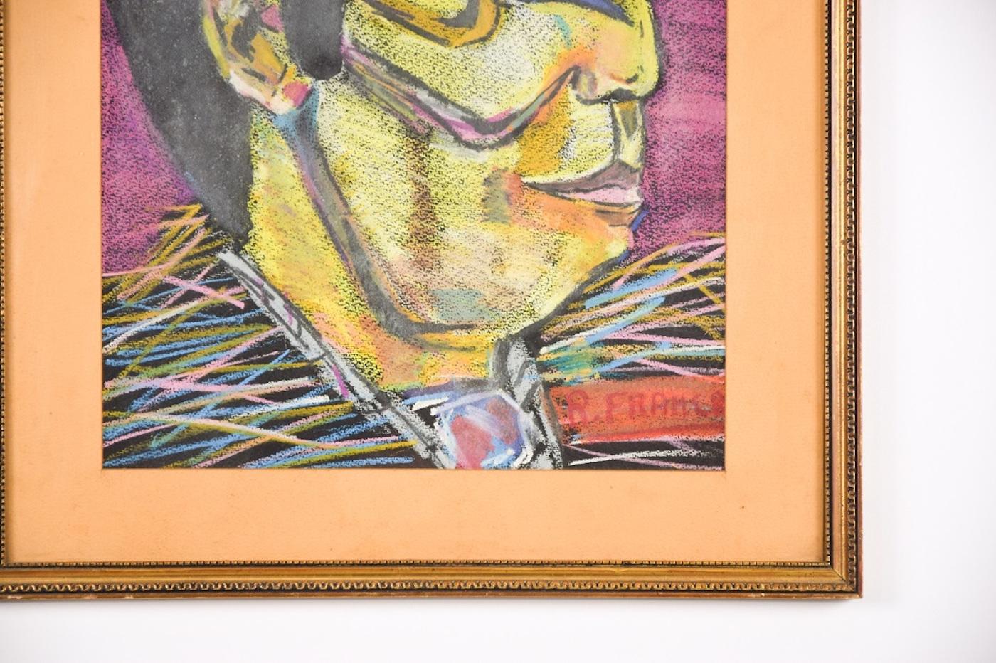 Portrait d'un homme tatoué - pâte à l'huile originale sur toile - fin du 20ème siècle - Contemporain Art par Unknown