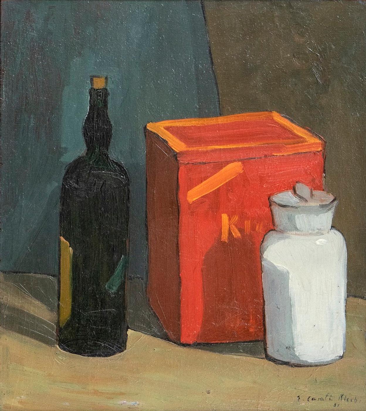 Elena Casali Ricchi Still-Life Painting - Still Life - Original Oil on Panel by E. Casali Ricchi - 1951