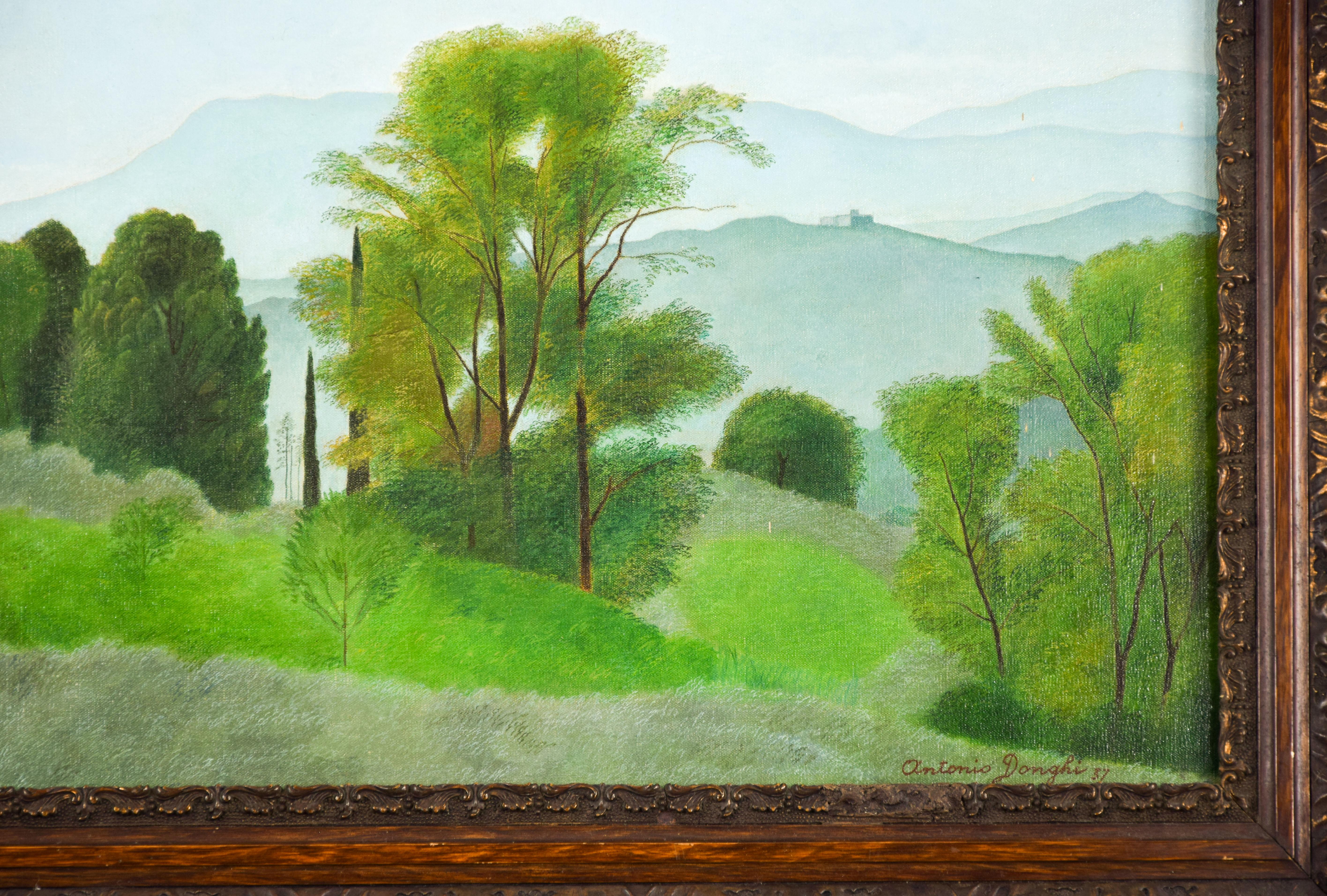 Paisaje - Óleo sobre lienzo de A. Donghi - 1937 - Landscape Painting Azul de Antonio Donghi