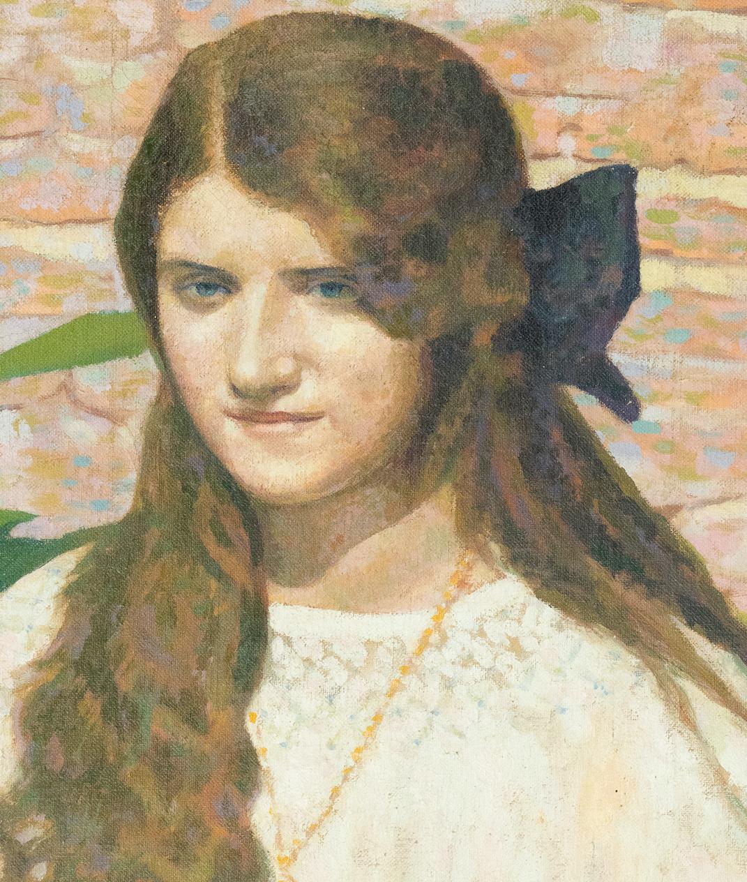 Female Portrait - Original Oil on Canvas by G. Galli - 1924 - Painting by Giuseppe Galli