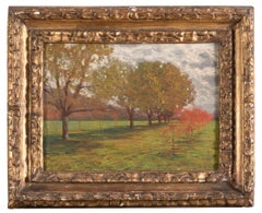 Antique Landscape with Trees - Oil on Cardboard by Alberto Zardo