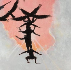 Crow - Oil on Canvased Cardboard by John Ratner - 1991