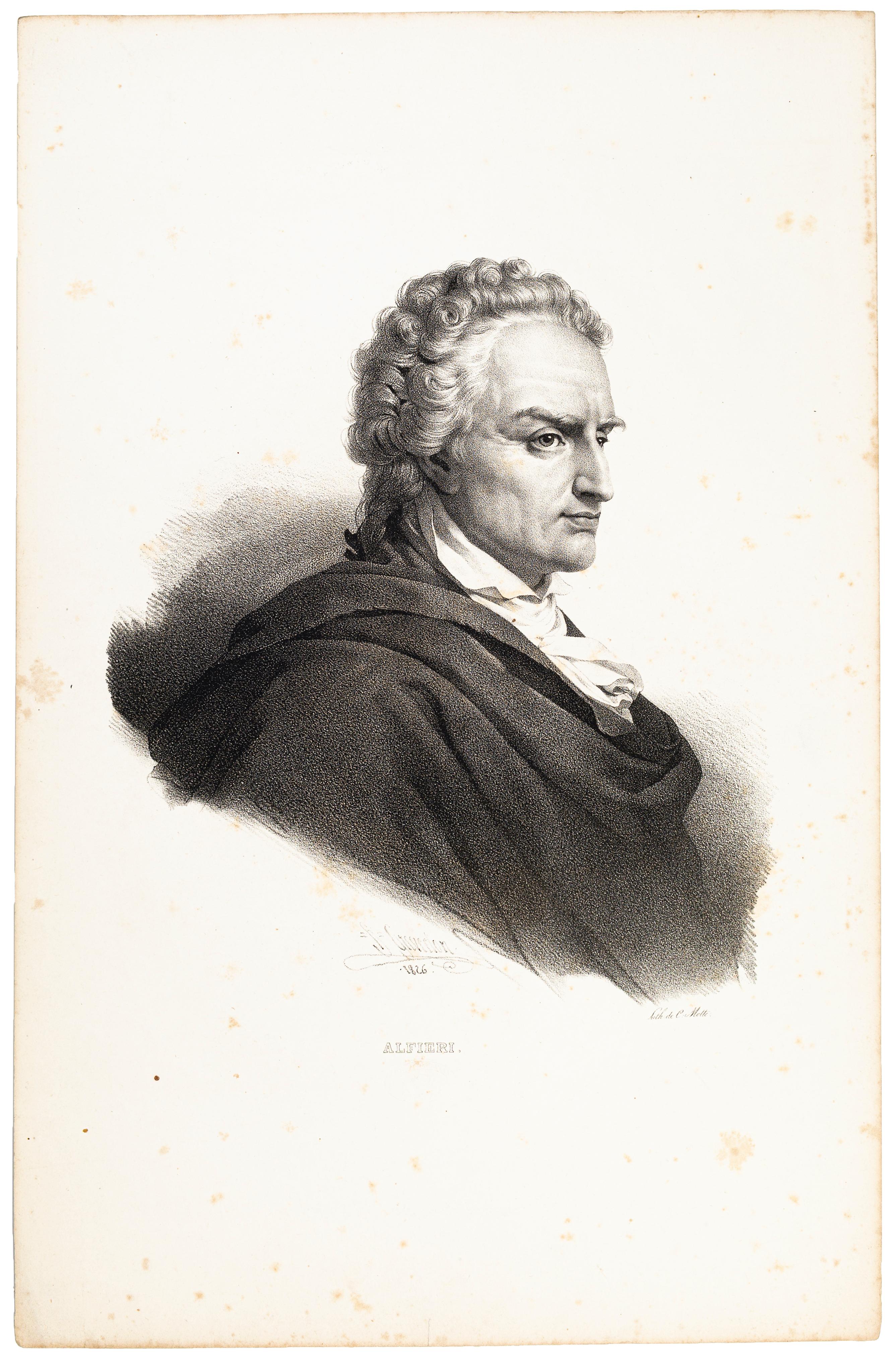Henri Grevedon Figurative Print - Alfieri - Original Lithograph by H. Grevedon - 1826