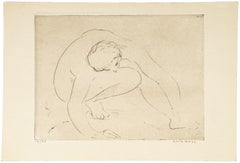 Reclined Nude - Etching and drypoint by Anna Bass - Late 20th Century