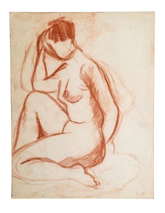 Nudes - Original Sanguine Drawing by French Master Early 20th Century