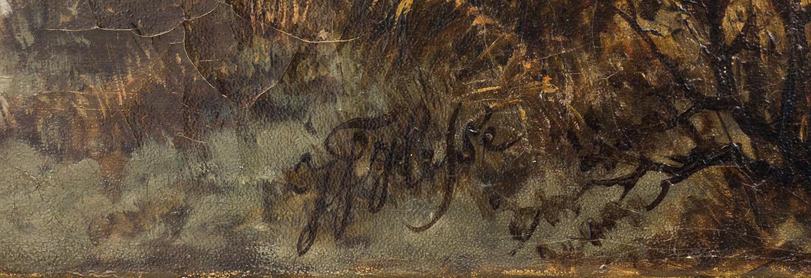 Northern Nocturnal Landscape – Nord Nordlandschaft, Öl auf Leinwand von J.F. Hesse - Mitte des 19. Jahrhunderts (Schwarz), Figurative Painting, von Johann Friedrich Hesse