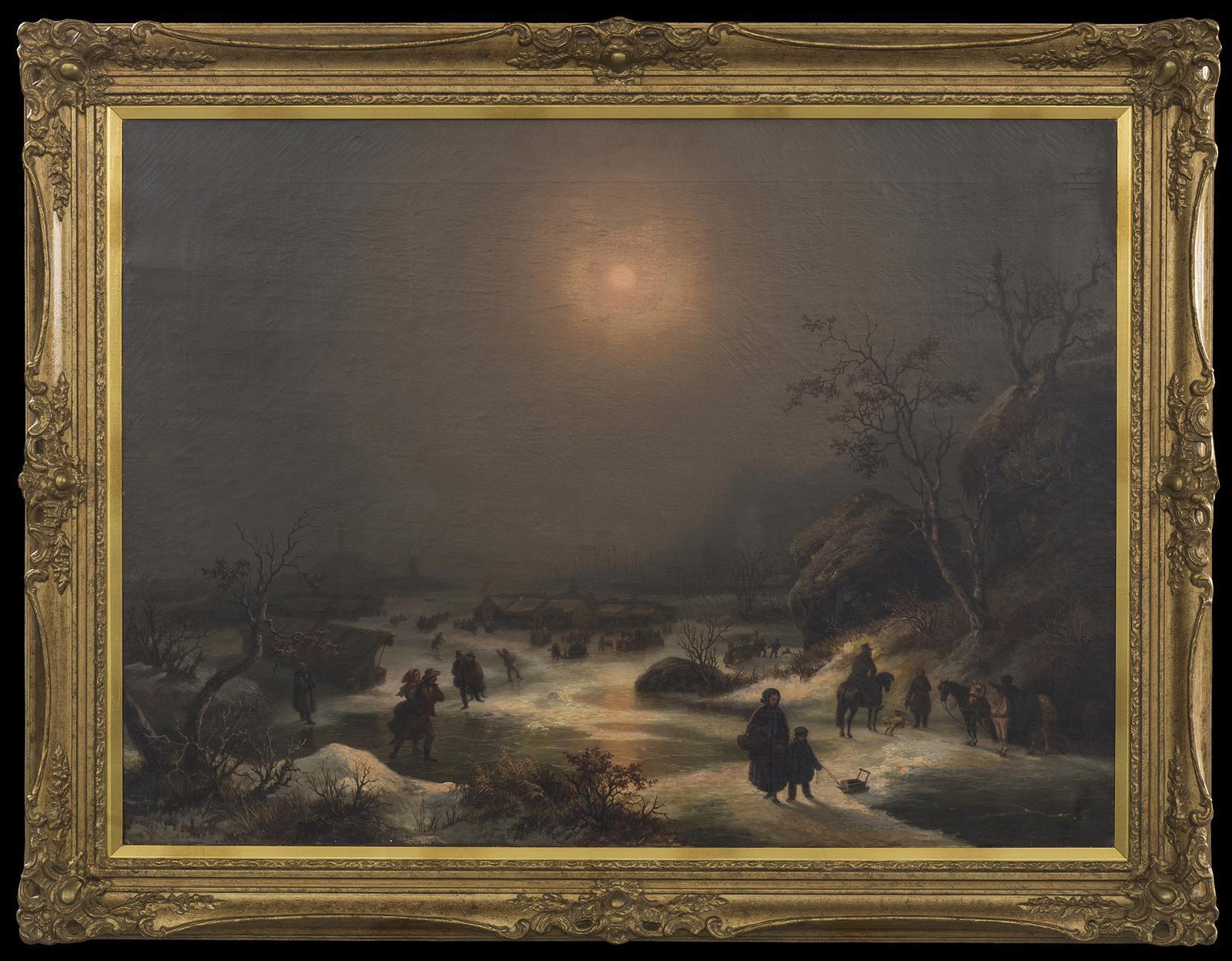 Northern Nocturnal Landscape - Oil on Canvas by J.F. Hesse - Mid 19th Century - Painting by Johann Friedrich Hesse