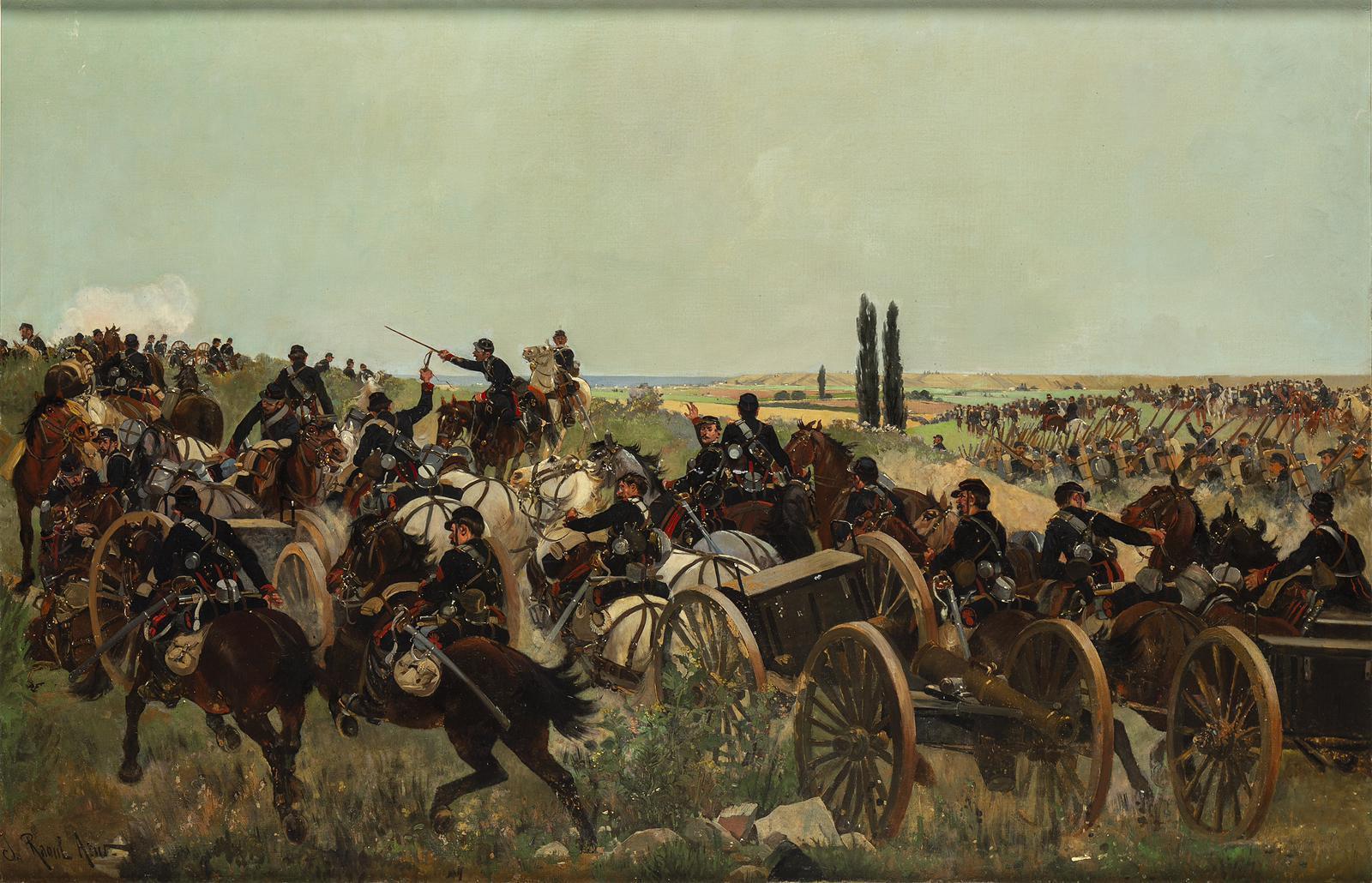 The French-Prussian War - Oil on Canvas by Raoul Arus - Late 19th Century For Sale 1