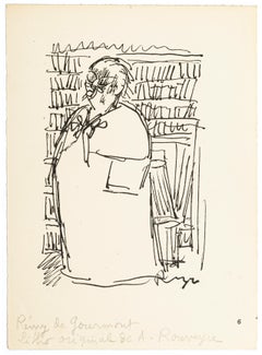 Remy de Gourmont – Lithographie von A. Rouveyre – frühes 20. Jahrhundert