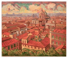 Domes and Roofs of Rome - Oil on Canvas by V. Paradisi - 2011