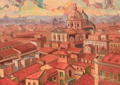 Domes and Roofs of Rome - Oil on Canvas by V. Paradisi - 2011