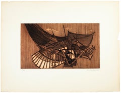 Une Aile - Radierung und Aquatinta von Louis-Ren Berge - 1962