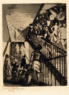 Escalier de la Fiuration - Etching and Aquatint by Charles Pierre Renouard