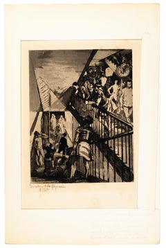 Escalier de la Fiuration - Etching and Aquatint by Charles Pierre Renouard