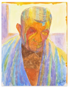 Visage d'Homme - Watercolor on Paper by L. Bellon - Mid 20th Century