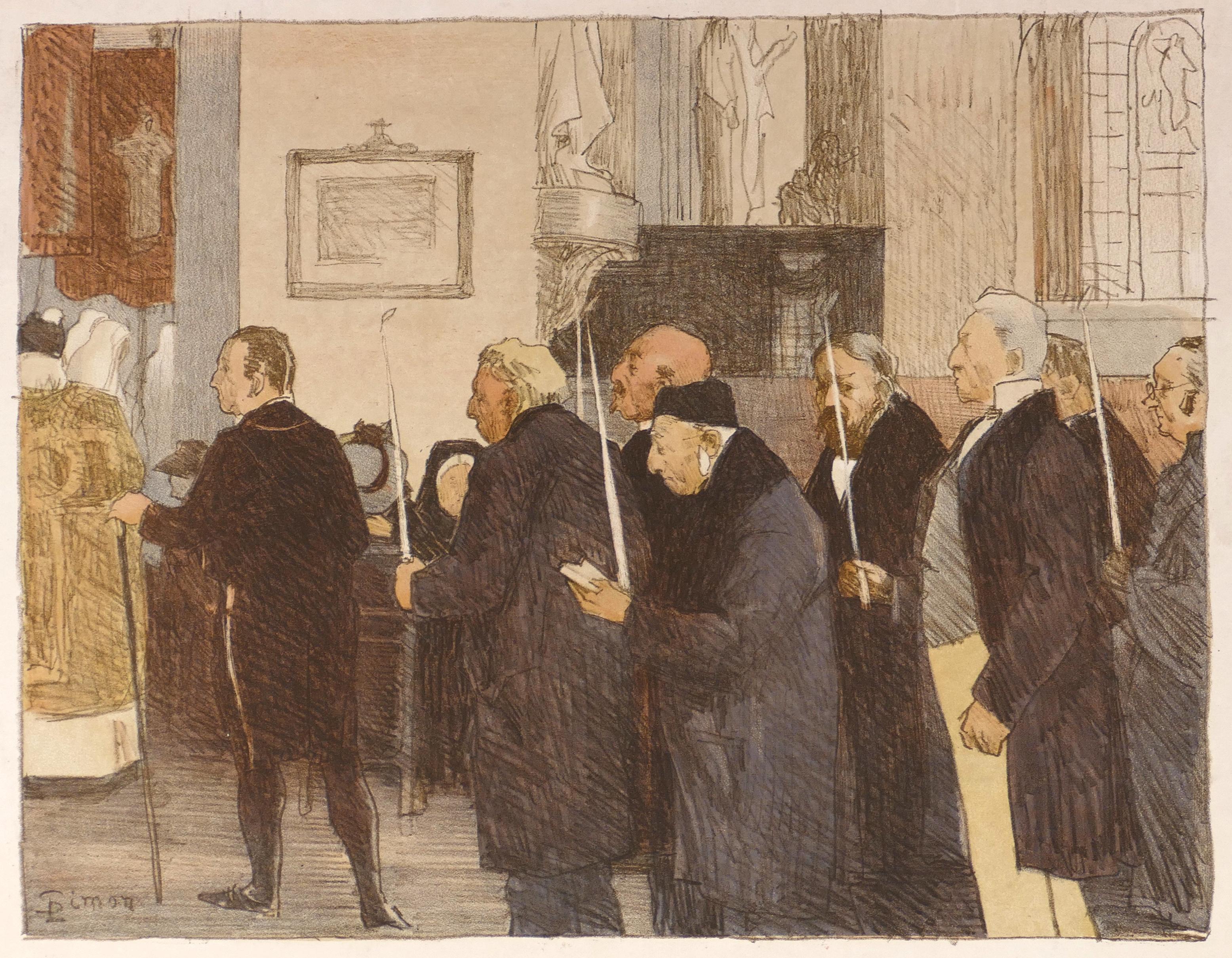 Les Marguillers - Original Lithograph by L- J. Simon in the Early 20th Century