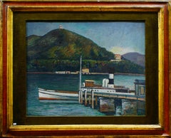 Jetty on the Lake Iseo - Oil on Board by P. Marussig - 1928/30