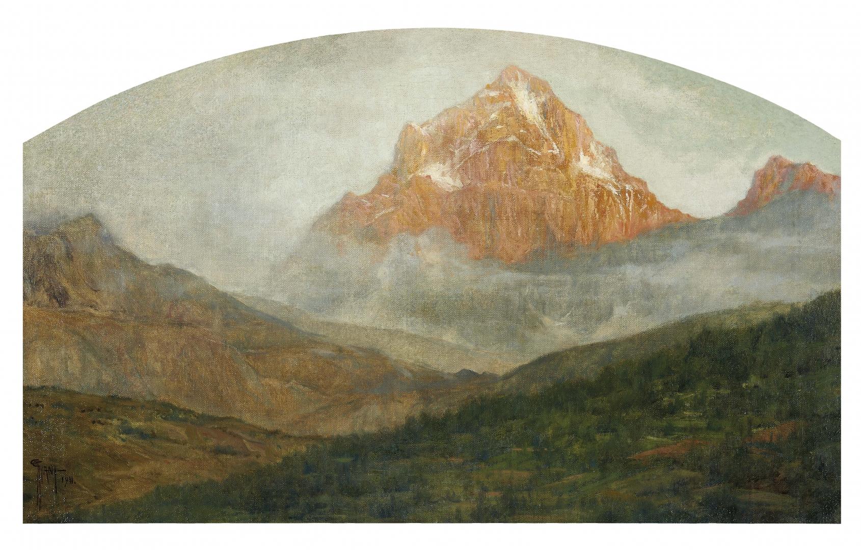 Giovanni Giani Landscape Painting - Mountain Landscape - Oil on Canvas by G. Giani - 1911