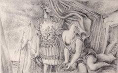 Vintage Aenea and Dido - Original Pencil Drawing by Alberto Savinio - 1931