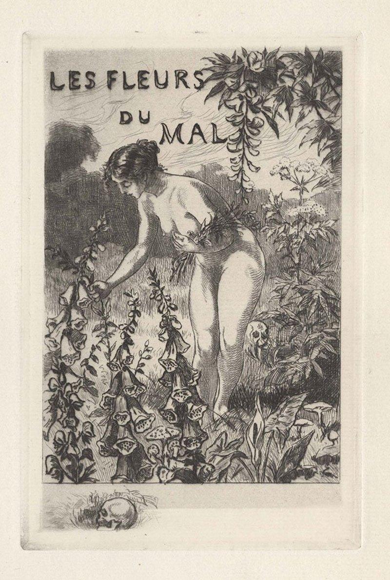 Martin Van Maele Figurative Print - Les Fleurs du Mal - Complete Series of 12 etchings by M. Van Maele - 1917