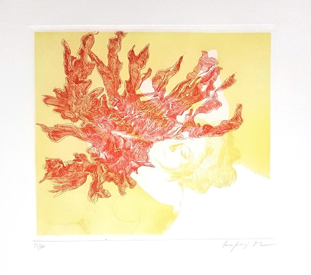 Raffaele Lemporri Figurative Print - Woman - Original Etching by Raffaele Leomporri - 1972