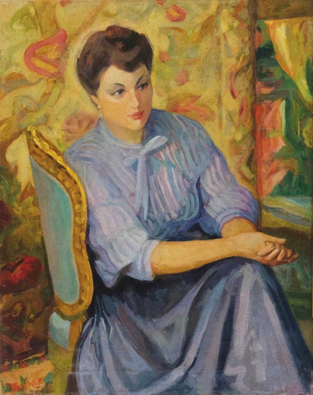 Woman - Original Oil in Canvas by Nino Bertoletti - 1950s