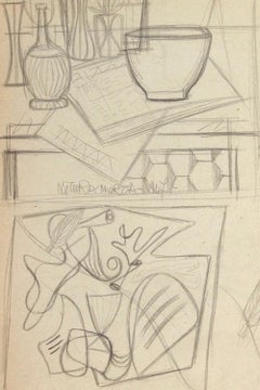 Still Life - Original Pencil Drawing by Atanasio Soldati - 1950s